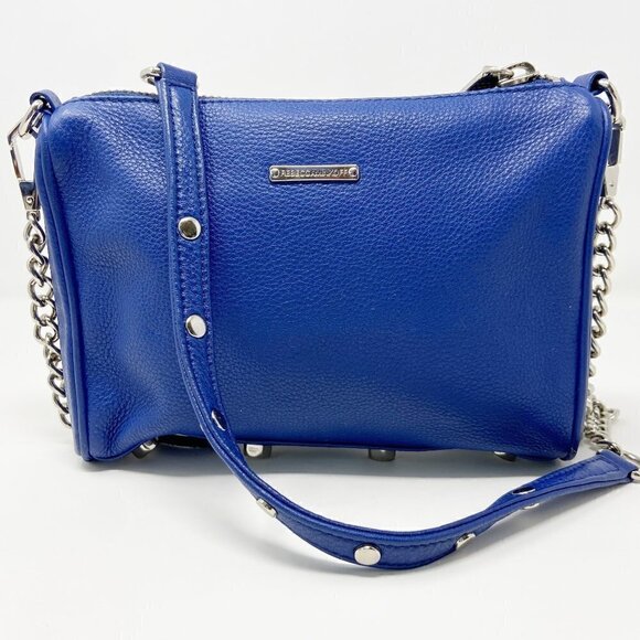 REBECCA MINKOFF | Blue Studded Zip Leather Crossbody Bag - Picture 3 of 15